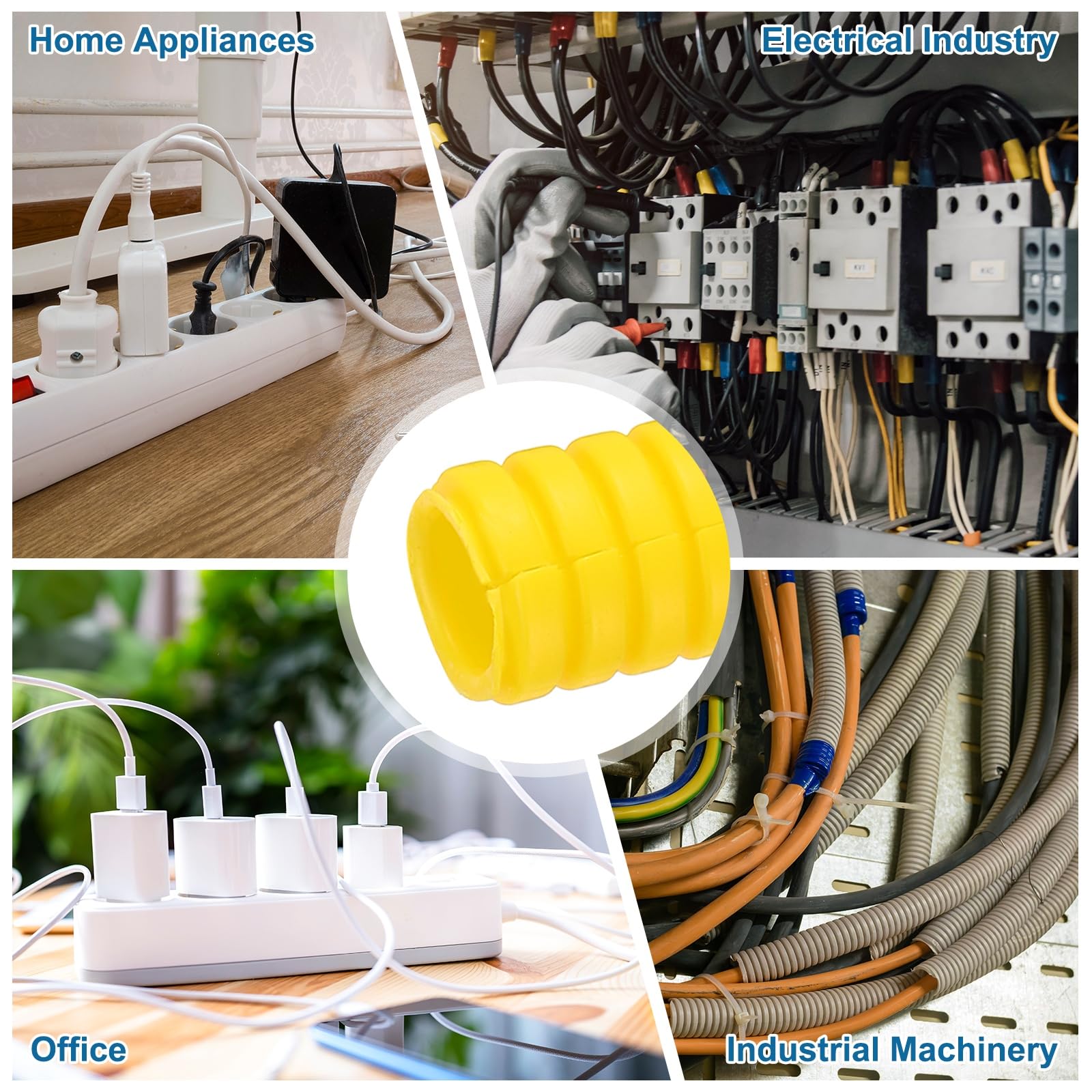 sourcing map Gaine de protection flexible de 6,35 mm avec outil d'installation - Gaine de gestion de câbles pour le bureau, la maison, les câbles électriques et automobiles, jaune