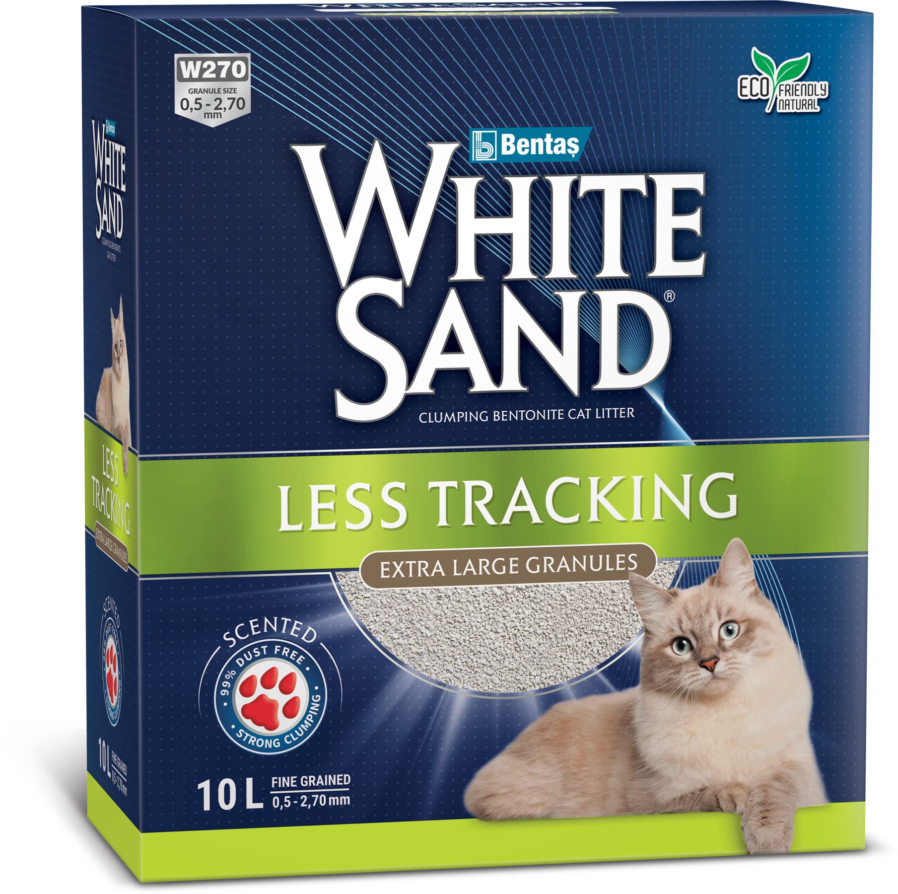 WhiteSand® W270-10L Box Less Tracking Bentonite Kedi Kumu