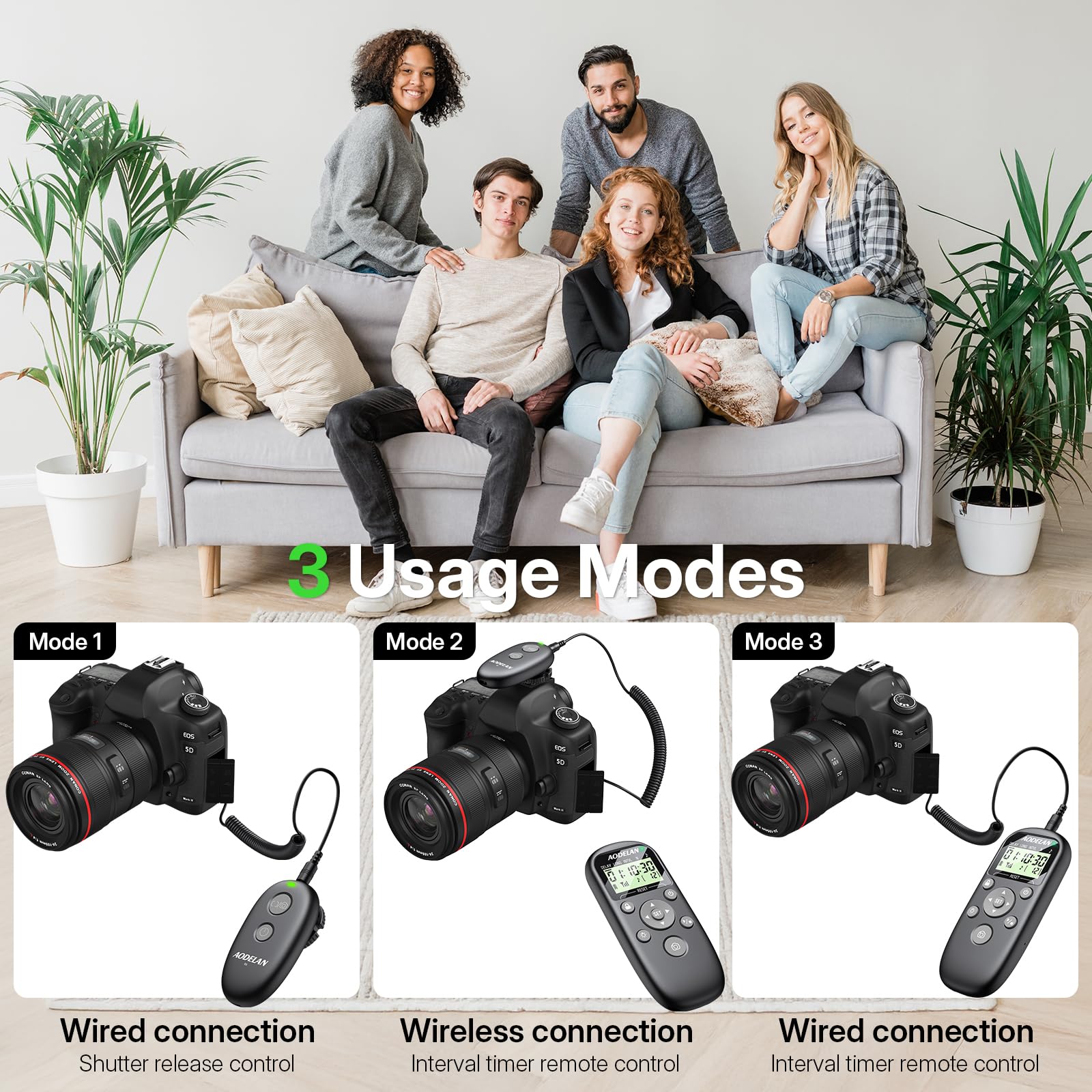 Mando a distancia inalámbrico con temporizador de cámara recargable (recargable para Sony)