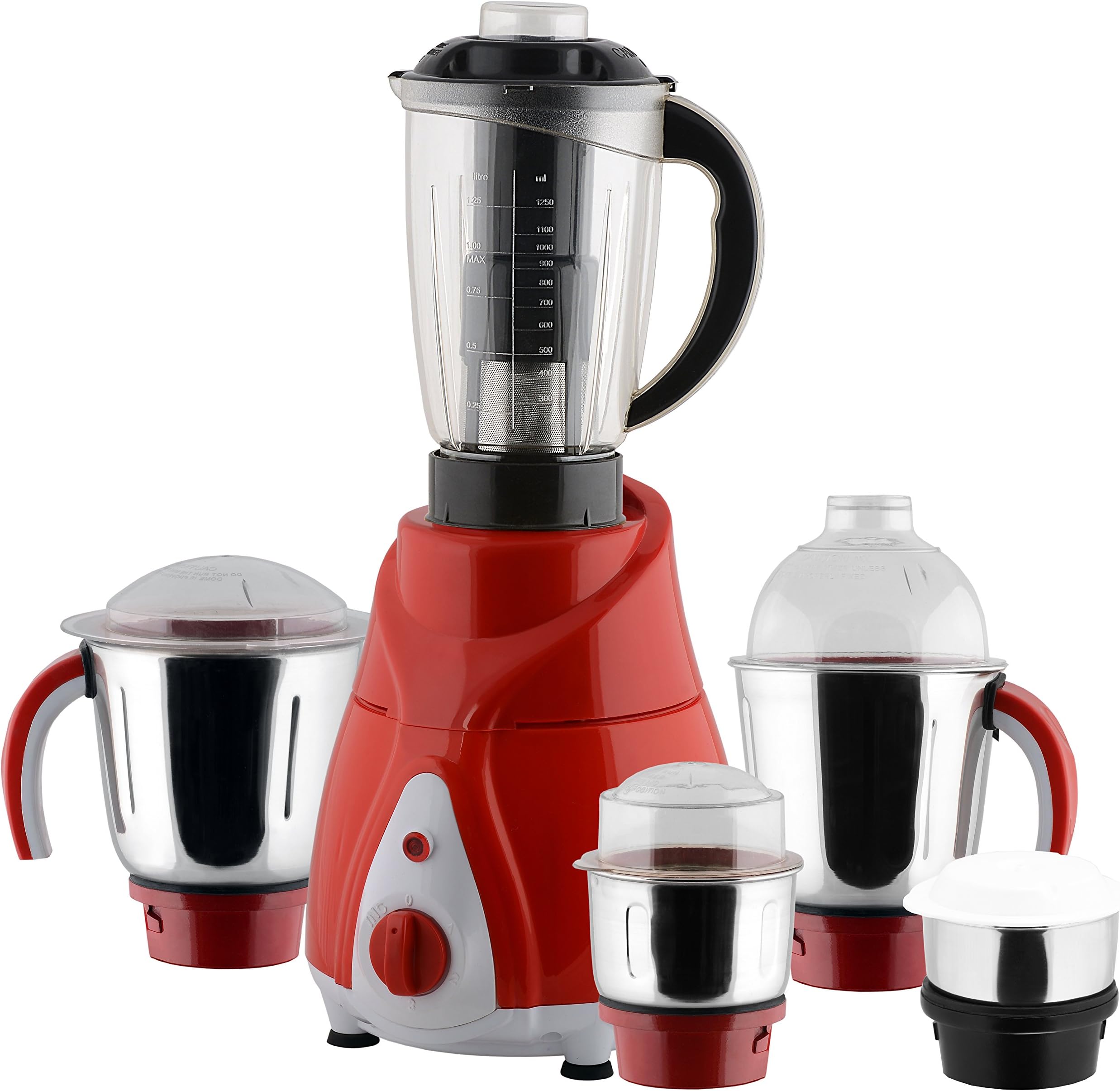 ANJALIMIX Juicer Mixer Grinder SPECTRS 1000 WATTS with 5 Jars (RED), Dry, Wet, Chutney, Filter JUICER & Mini Spice Grinder