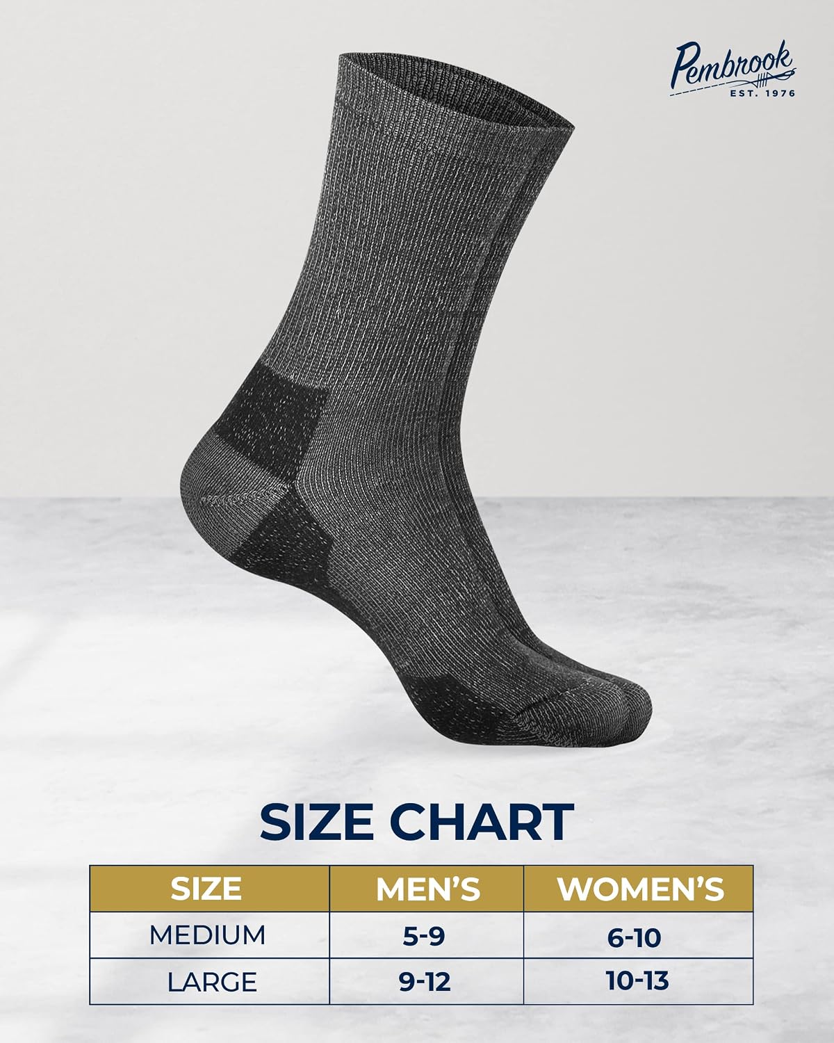 Pembrook Merino Wool Socks for Men & Merino Wool Socks for Women | Merino Wool Sock Pack 4 Pairs