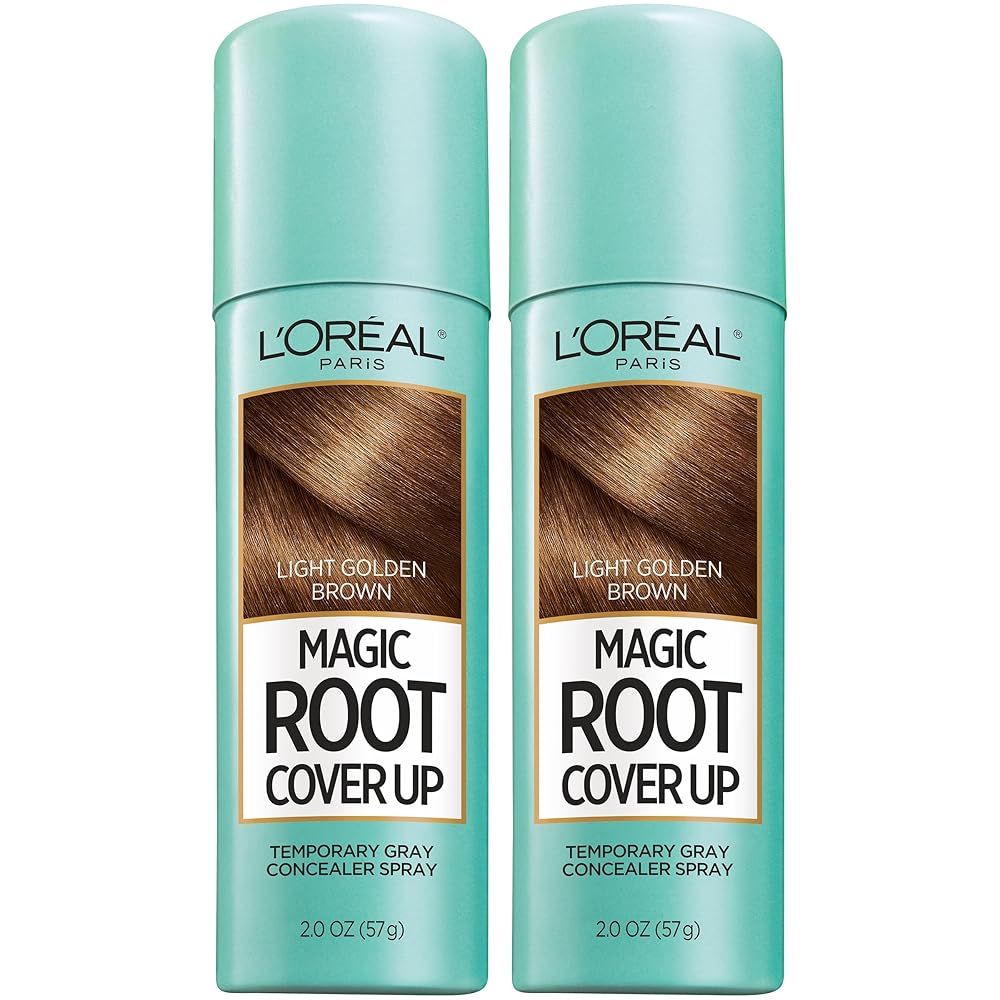 L\'Oreal Paris Hair Color Root Cover Up Temporary Gray Concealer Spray Light Golden Brown (Pack of 2) (Packaging May Vary)