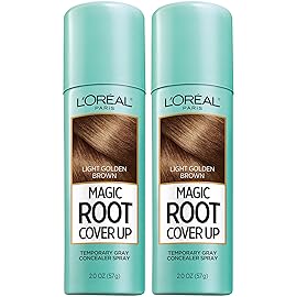 L\'Oreal Paris Hair Color Root Cover Up Temporary Gray Concealer Spray Light Golden Brown (Pack of 2) (Packaging May Vary)