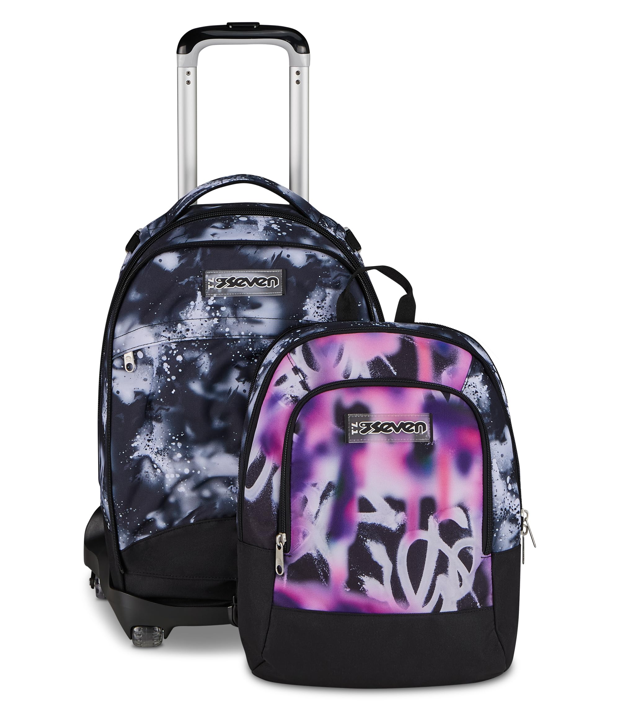 Seven Trolley Scuola Jack 8 Ruote Detach BUZZY NOTE GIRL, Nero, 43 L, Scomponibile, Zainetto staccabile, 4 in 1, Cross-over System, Tasche multifunzione, Scuola elementare e media, Bambina, Ragazza,