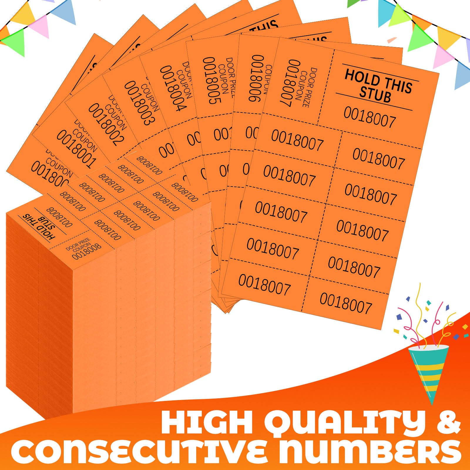 Kosiz 1000 hojas de boletos de rifa con 10 números de oferta por hoja, hojas de boletos de rifa de colores para cesta de subastas chinas, subastas silenciosas, aula, escuela, iglesia, eventos