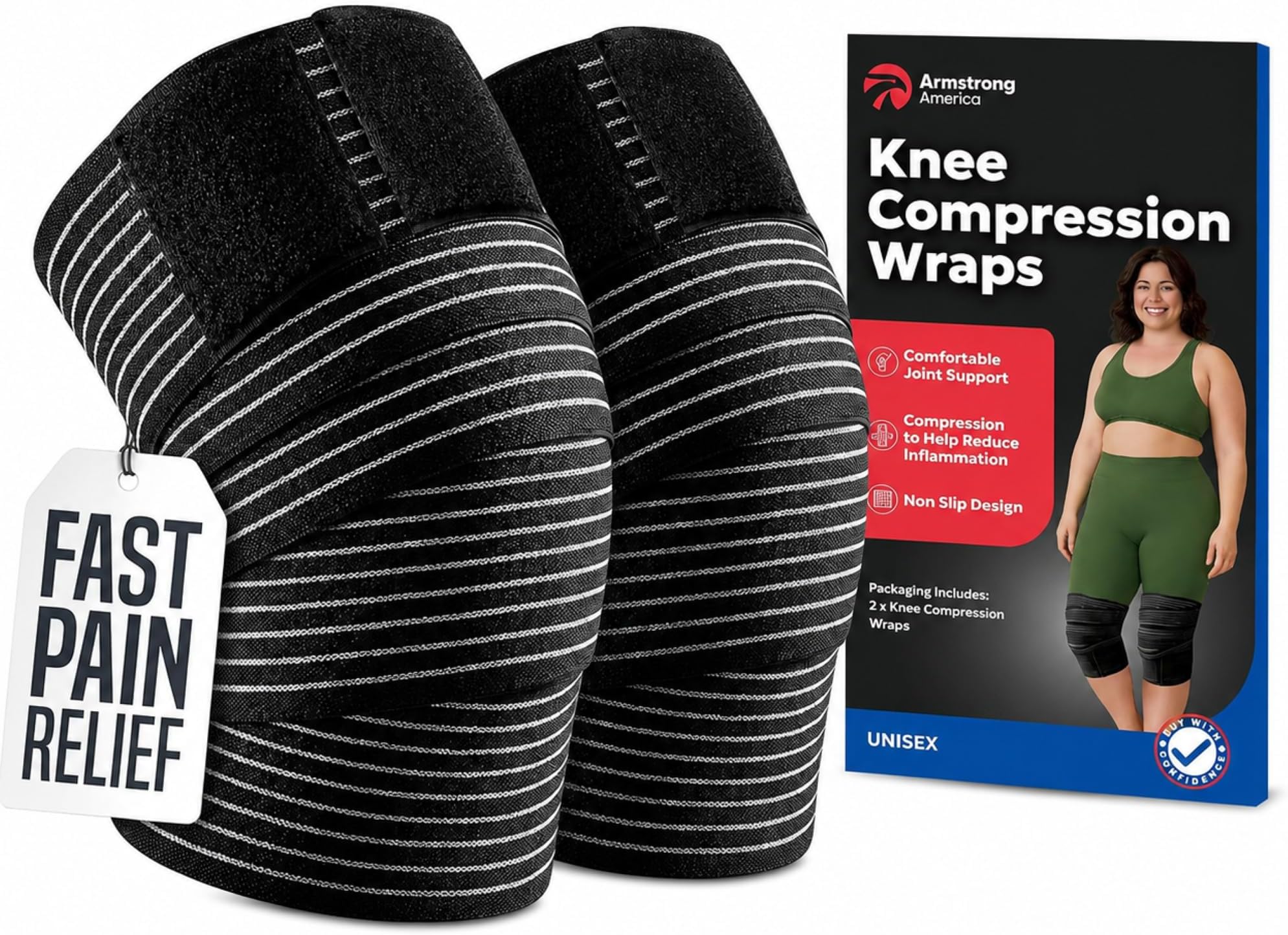 Elastic Knee Compression Sleeve Bandage Wraps I Knee Support Straps for Legs, Thighs, Hamstrings Ankle & Elbow Joints Reduce Swelling I Lymphatic Relief & Elastic Bandage I Women & Men (Large 79Inch)