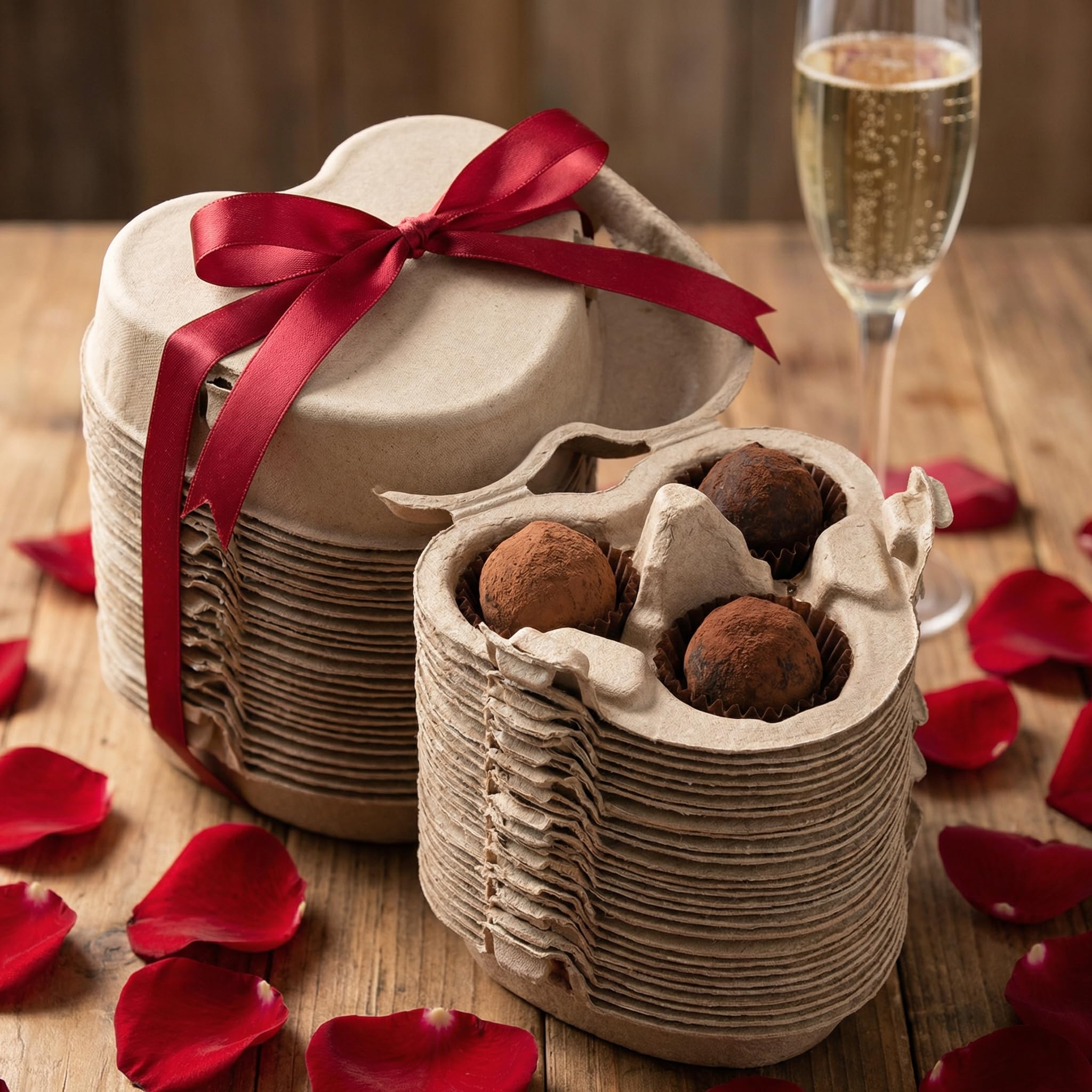 Generisch 30 Stück Herzförmige Eierkartons aus Papierbrei, 3 Fächer, Nachhaltige Verpackung für Valentinstag, Camping und Kühlschrank