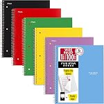 Five Star Spiral Carnets + App. d'étude 6 Faites votre valise, 1 Sujet, Grand papier à règle, Combattre les saignements d'encre, Couverture imperméable, 8-1/2" x 10", 100 Feuilles, Noir, Rouge, Jaune, Violet, Vert, Bleu (38042)