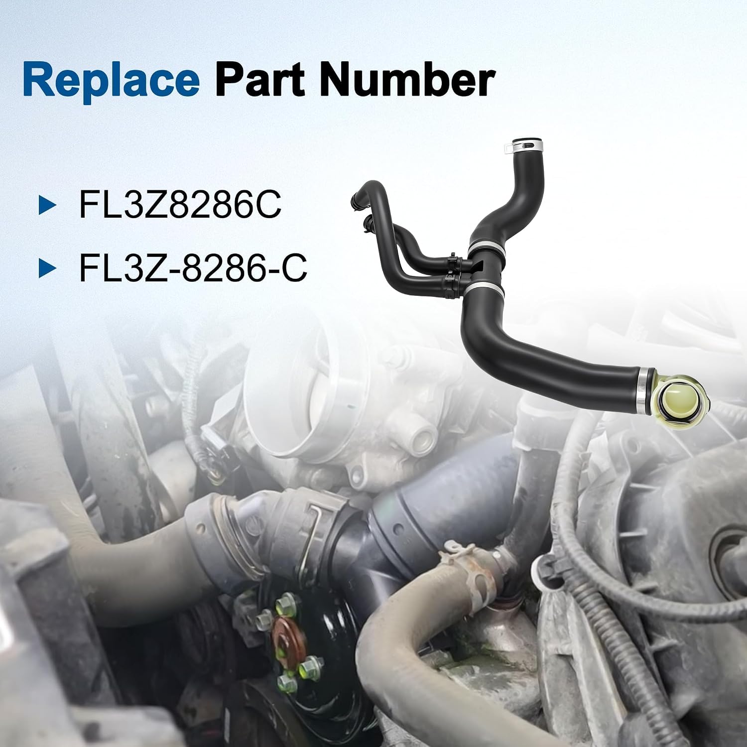 Lower Radiator Coolant Hose Compatible with Ford F-150 5.0L V8 2015-2024 Replace FL3Z8286C FL3Z-8286-C