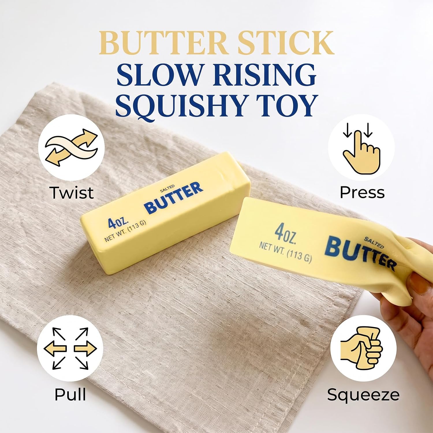 Butter Stick Slow Rising Squishy Toy, PU Stress Ball, Squeeze Fidget Toy for Anxiety Relief, Party Favors, Office Desk Gift image 3