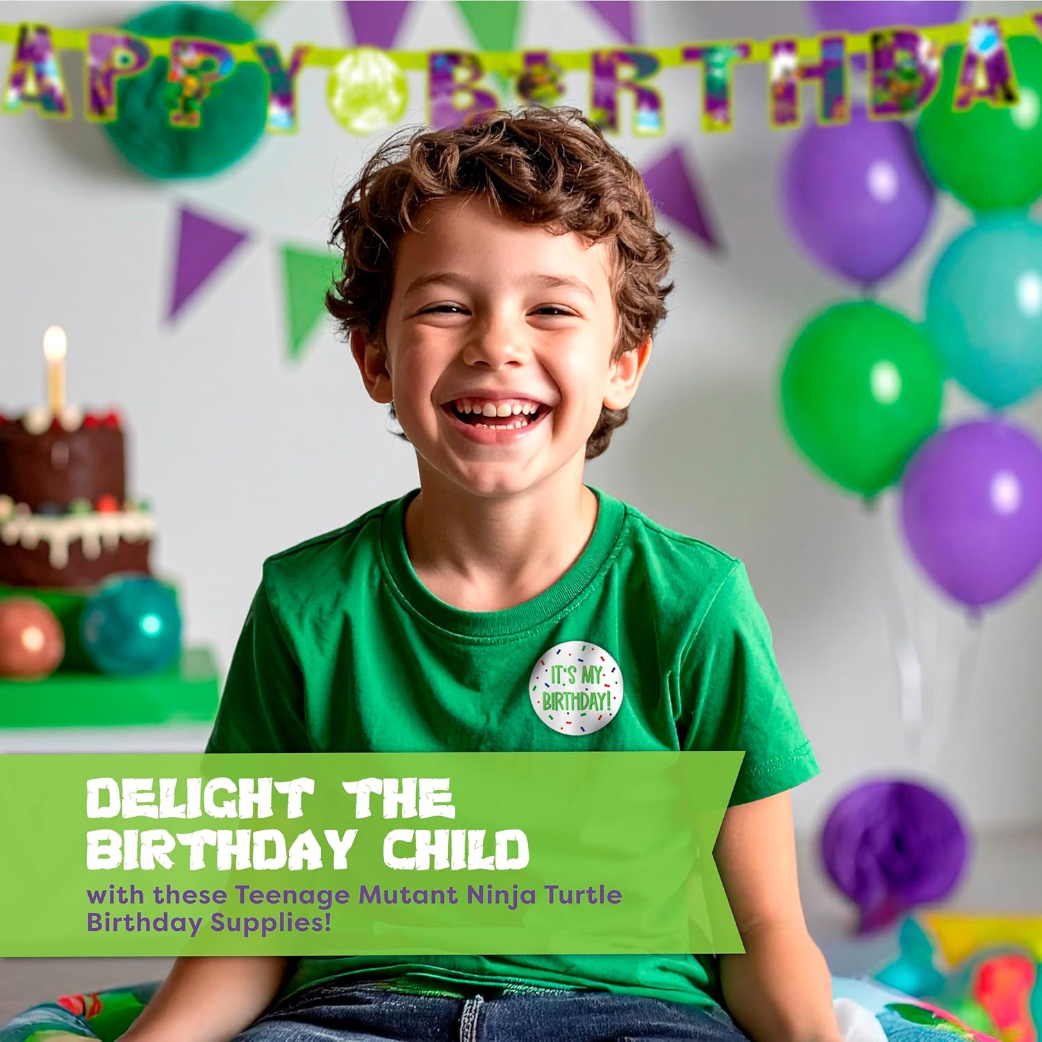 Teenage Mutant Ninja Turtle Birthday Decorations for Party | Serves 16 Guests | Banner, Tablecloth, Plates, Napkins, Door Poster Backdrop | Officially Licensed