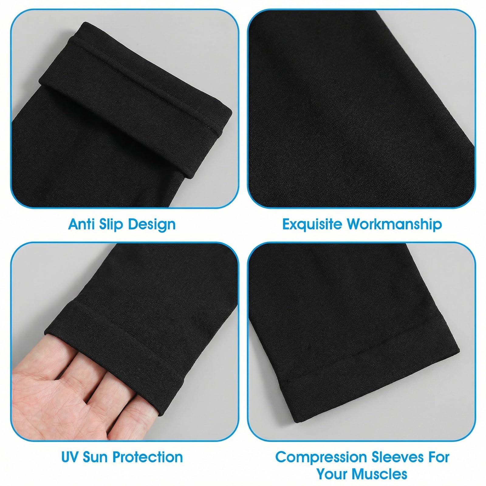 Ouligay 2 pares manguitos gaming protectores brazo UPF 50+ verano refrescantes mujer hombre voleibol baloncesto fútbol golf negro talla única