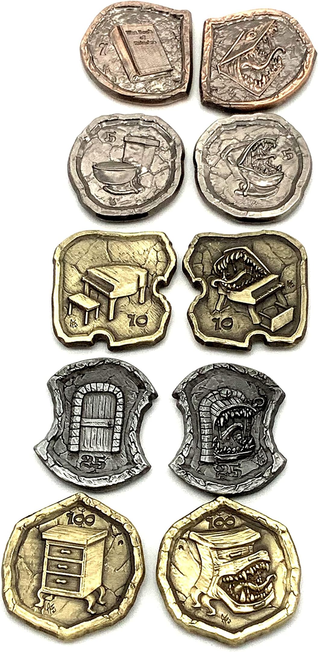 D&D Monster Adventure Coins - Mimics (Set of 10 Metal Plated Novelty) RPG LARP