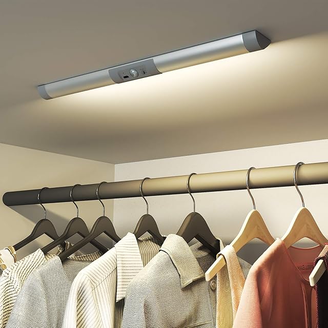 SIBI LED Motion Sensor Light, USB Rechargeable, Eye Protection Design, Stick On Anywhere for Wardrobe, Closet, Stair, Under Cupboard Lighting, Normal White 4000K, 1 Pack