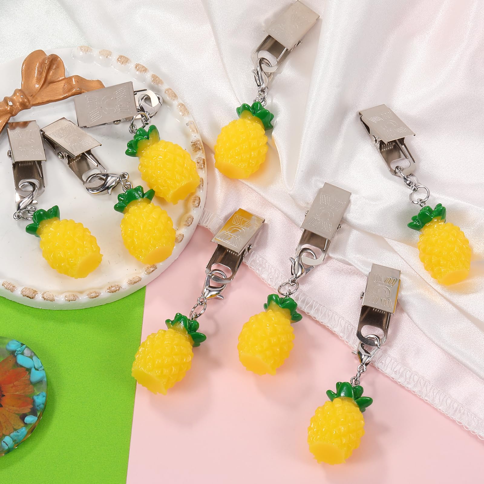Lot De 8 Pinces pour Poids De Nappe Exterieur Décoration Pique Nique Camping Fête (Ananas)