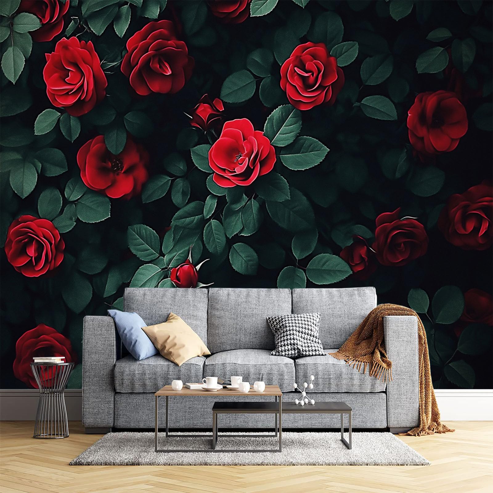 Papier peint rose gothique panoramique 400x280cm au rendu photo mural d'exception
