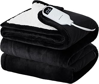 Bedsure Electric Blanket Twin - Soft Flannel Heated Blanket Twin Size, Fast Heating with 6 Time Settings (Up to 10H) & 6 Heat Settings, Warm Gift for Grandma (62x84 inches, Black)