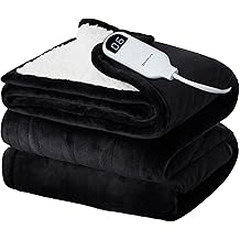 Bedsure Electric Blanket Full Size - Soft Flannel Heated Blanket, Fast Heating with 10 Time Settings &amp; 6 Heat Settings, Warm Gift for Grandma (72x84 inches, Black)