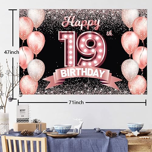 Vista 204 de Happy 21st Birthday Rose Gold Banner Backdrop Cheers to 21 Years Old Confetti Balloons Theme Decor Decorations for Women 21 Years Old Pink Birthday