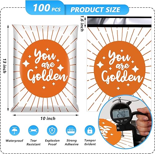 Miniatura 2 de Jowlroel Sobres de polietileno de 10 x 13 pulgadas paquete de 100 bolsas de envío con autoadhesivo sobres de correo You are Golden bolsas postales