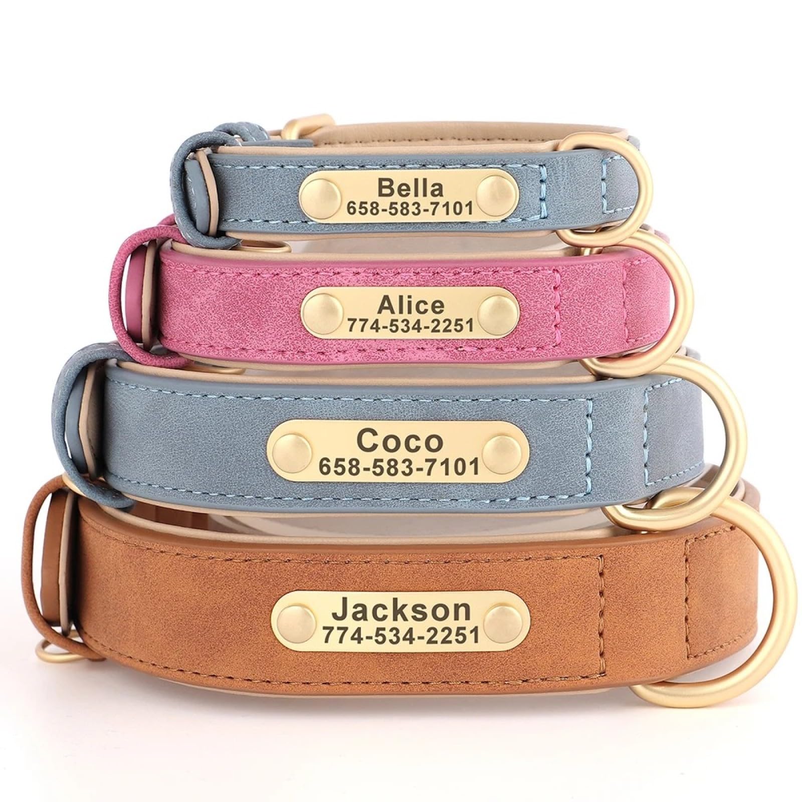 Personalisiertes ID-Tag-Hundehalsband Und Leine-Set, Personalisierte Bulldoggen-, Labrador-, Windhund- Und Beagle-Halsbänder,Blaues Set,XL
