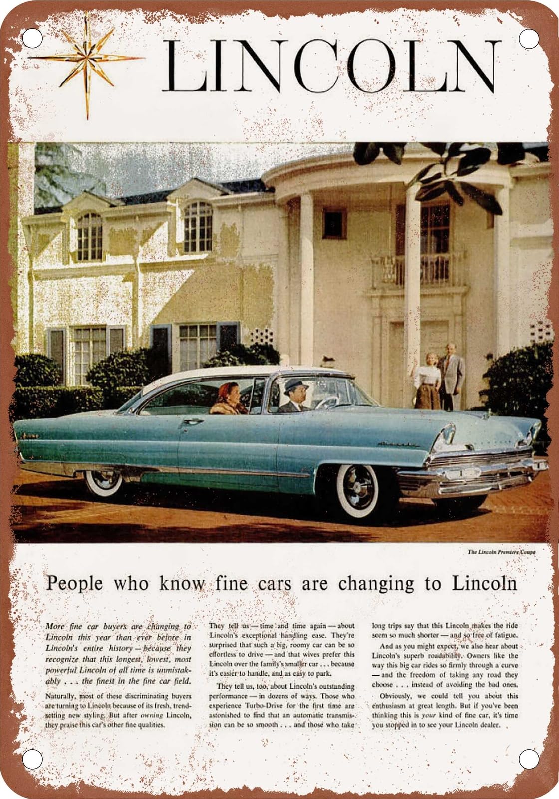 METAL SIGN - 1956 Lincoln Vintage Ad 02 - Old Retro Rusty Look home decor
