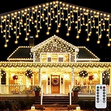 Outdoor Christmas Lights Waterfall 10 m 400 LED Tent Lights Outdoor Christmas Extendable Waterfall Lights, 8 Modes IP44 Waterproof for Christmas, Roof, Balcony, Garden, Warm White