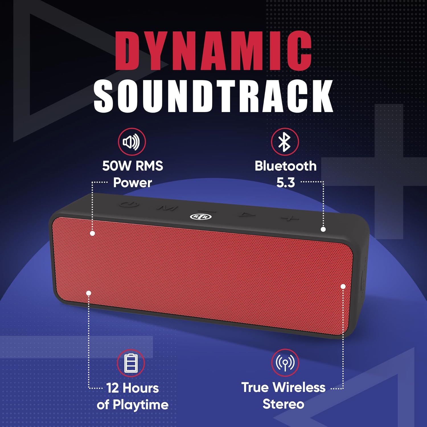 RTR - A1 50W Portable Bluetooth Speakers, Compact, Portable & Powerful Audio, IPX6 Water-Resistant, Advanced Bluetooth 5.3, TWS Pairing, 12-Hour Battery Life, Perfect Indoor & Outdoor Speaker - Image 2