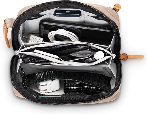 Miniatura 8 de Tech Bag Organizer - Pequeña bolsa organizadora de artículos electrónicos para viajes, funda de viaje premium con detalles de cuero, bolsillo de