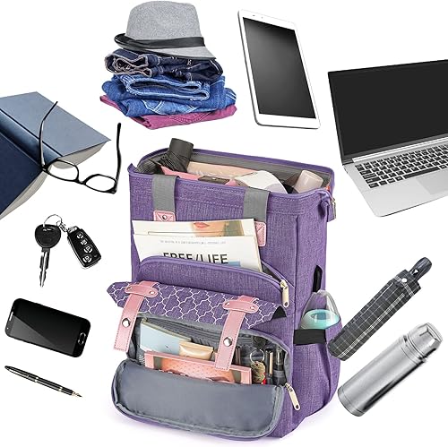 Miniatura 3 de Mochila para laptop para mujer, bolsa de trabajo para laptop de gran capacidad con puerto USB, mochila para computadora de 17.3 pulgadas, resistente