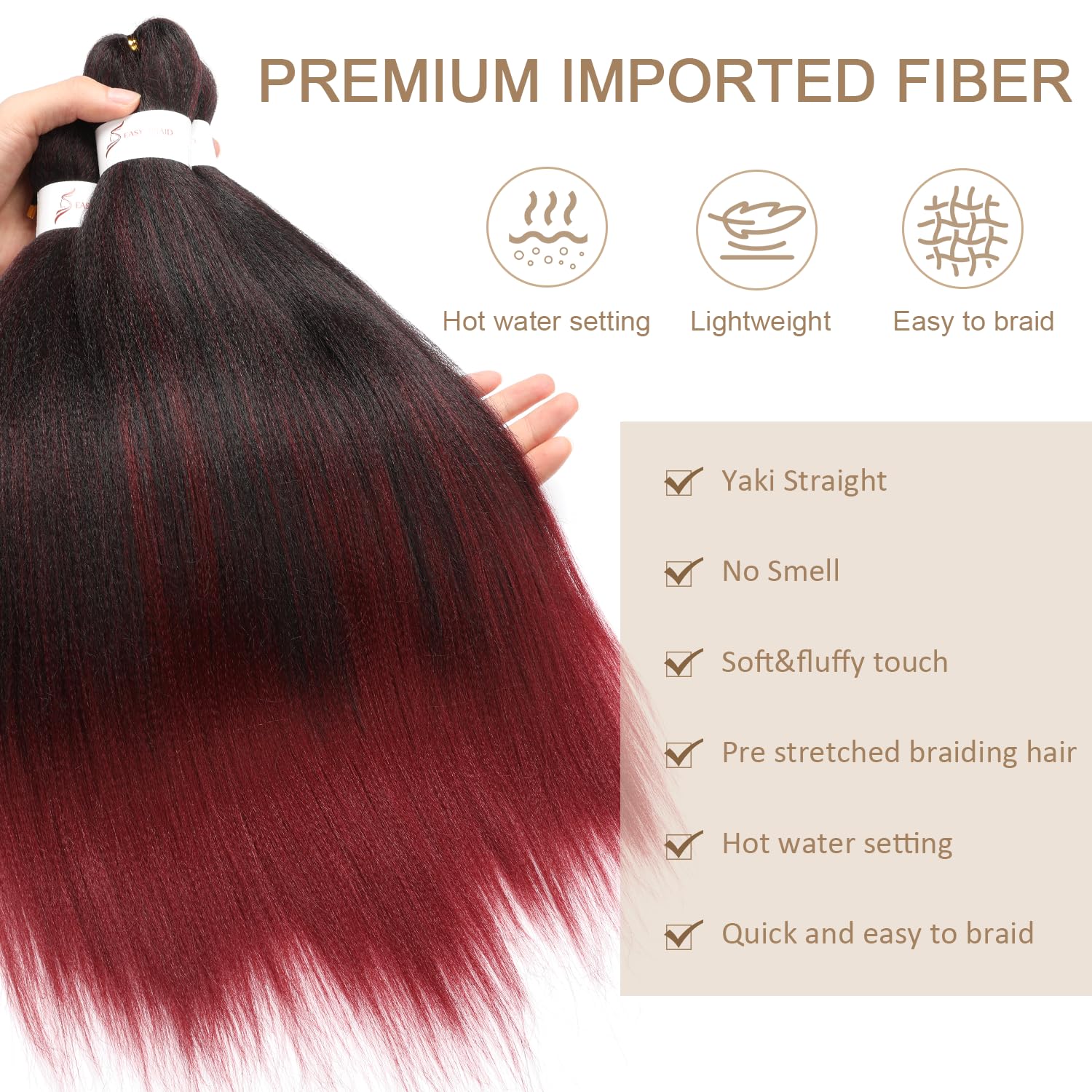 Pre-Stretched Braiding Hair ShowJarlly Soft Free Synthetic Fiber Corchet Braids Natural Black 1Pack/Lot Knotless Braiding Extensions Hot Water Setting Braiding Hair (30inch,1B/900#) - Image 4