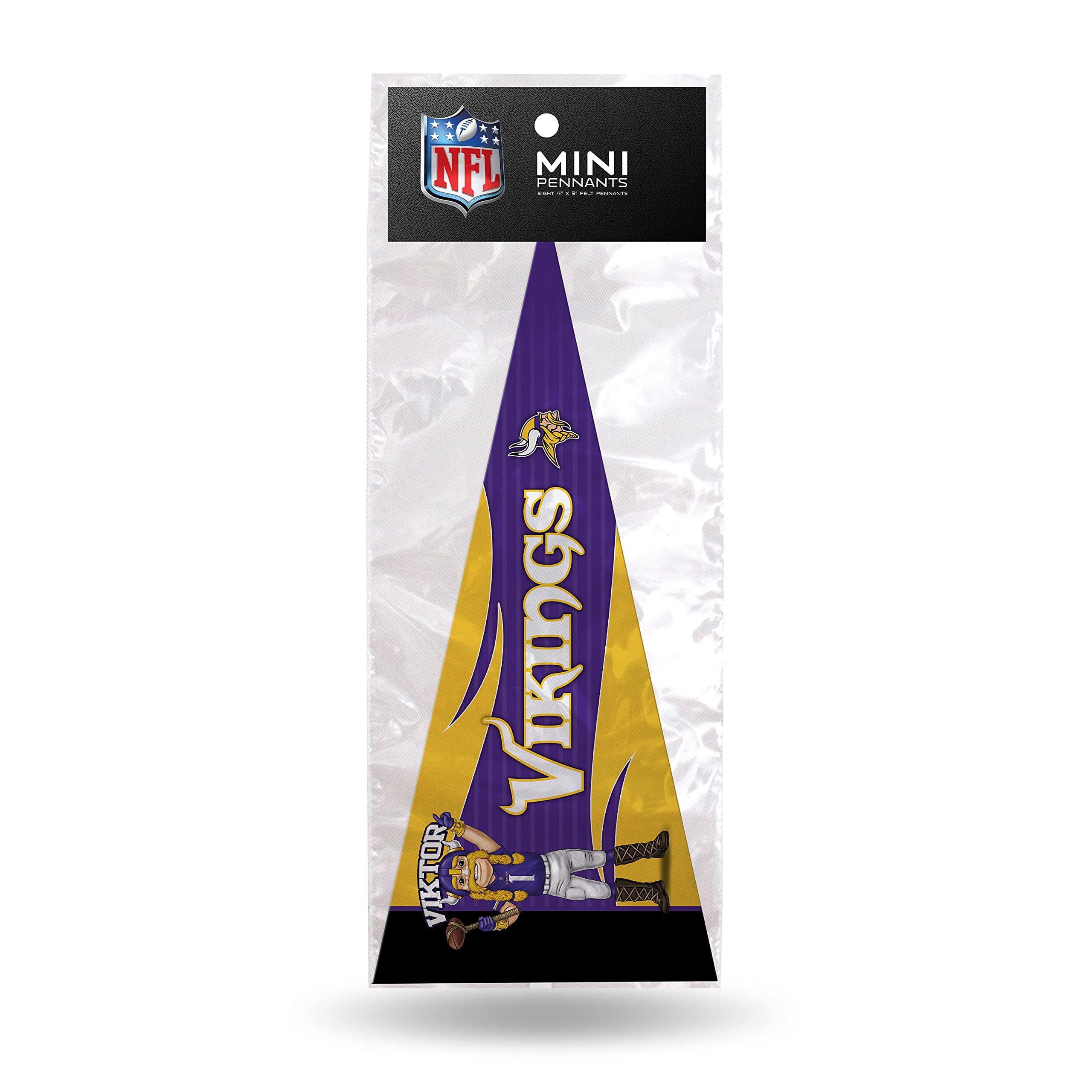 Mini fanion en feutre NFL Vikings par Rico Industries, lot de 8 pièces 10x23 cm