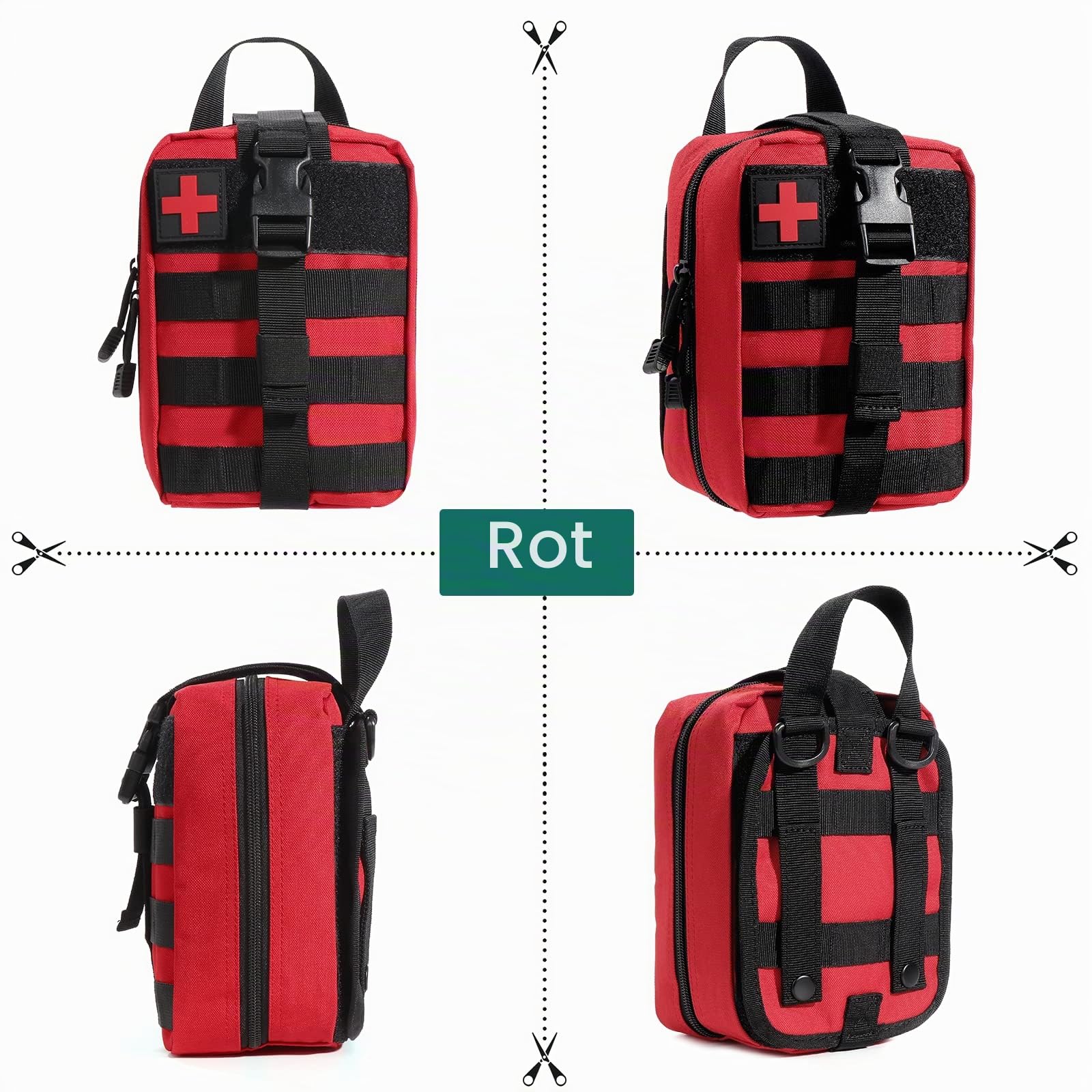 Kyrio Erste-Hilfe-Tasche, leer, taktischer Molle-Beutel, für den Außenbereich, medizinisches Paket, reißbare EMT-Werkzeugtasche für medizinische, Kletter-Rettungswerkzeuge, Mehrzweck-Taillenpackung,