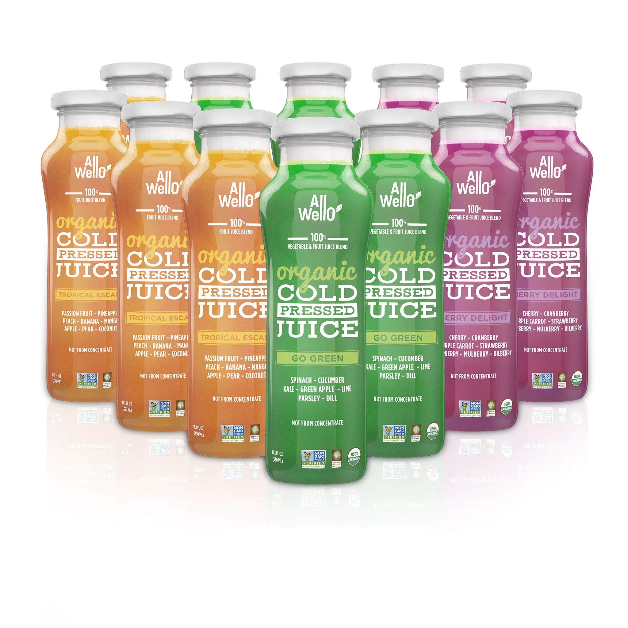 Buy ALLWELLO Mix of Cold Pressed Juice Drinks with Real Fruits and
