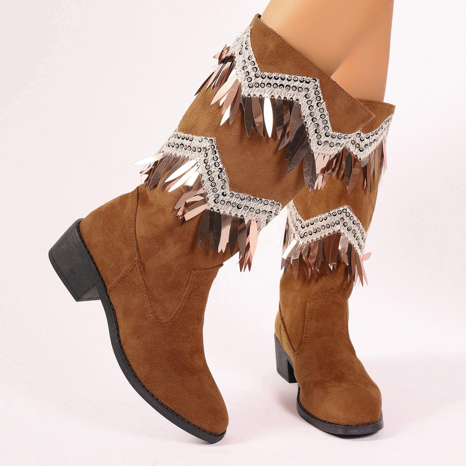 Cocila Botas De Ante para Mujer, Estilo Casual, con Borlas Y Caña. Disponibles En Tallas Grandes. Mujer Invierno Pelo Tacon Botines Negros Fino Planos Casual Barefoot Australianas Bota Media