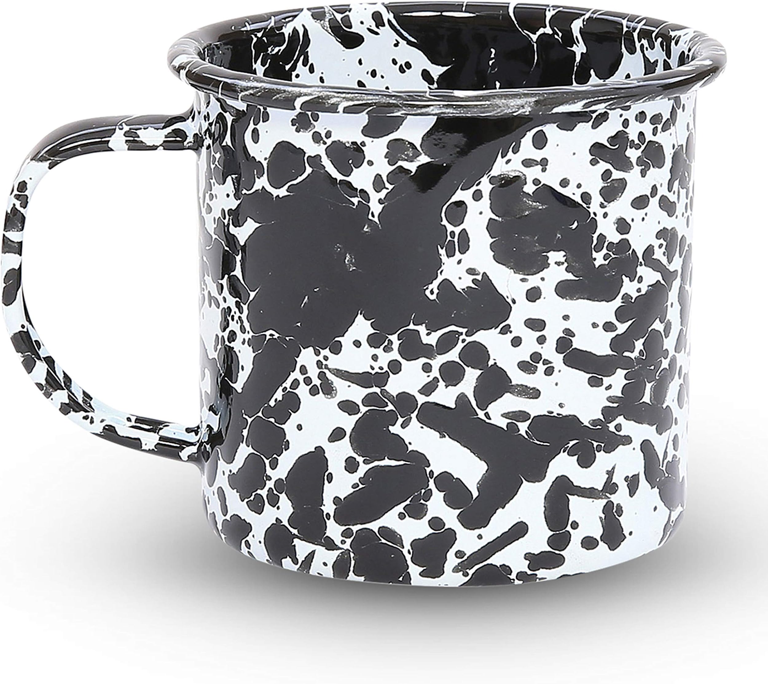Enamelware Mug, 24 ounce, Black/White Splatter (Set of 4)