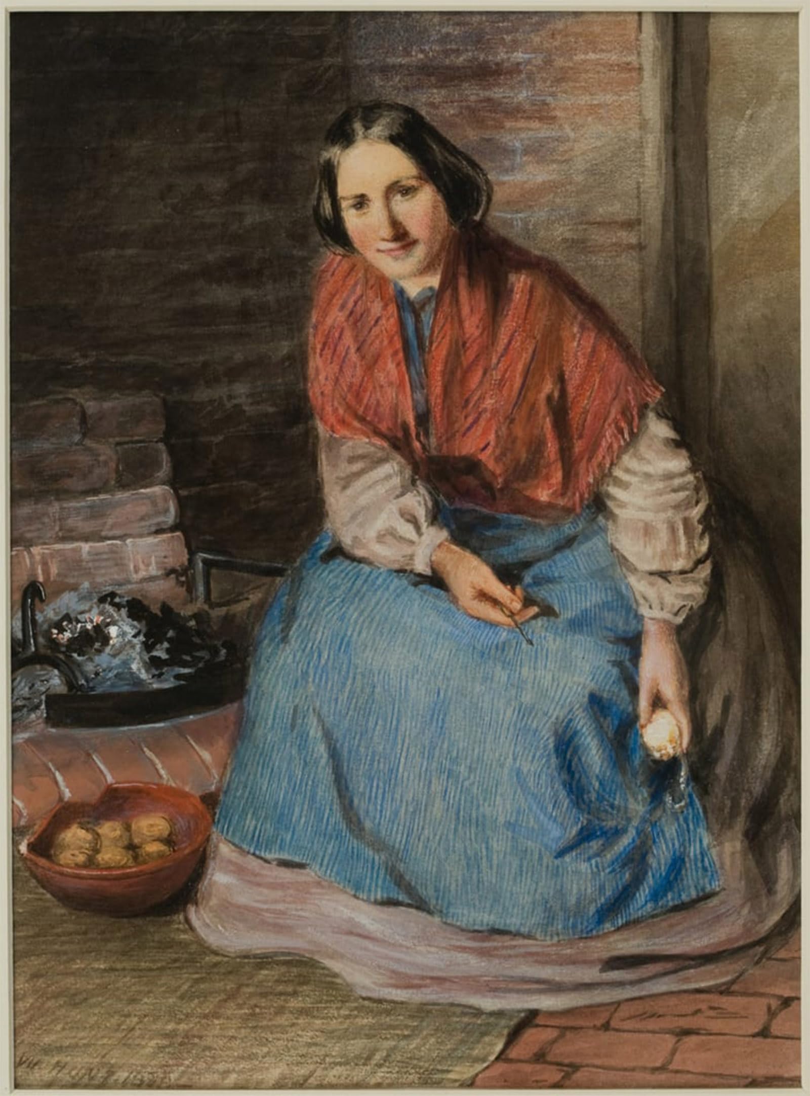 SERENDIPITP Abstract Painting Mural Print Picture Wall Decor Painting Woman Peeling fruit by William Henry Hunt Vintage Wall Artwork for Home Decor 60x90cm