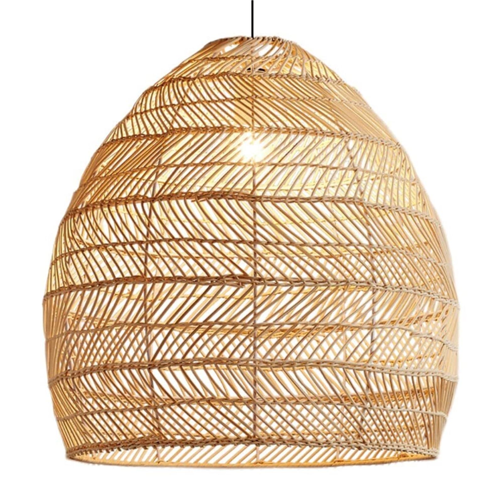 KBUUKYYXouy French Pastoral Rattan Basket Pendant Lamp Chandelier Hanging Light Ceiling Irregular Hollow Vine Modern Country Weave for Kitchen Island Restaurant Living Room(19.7in*19.7in)