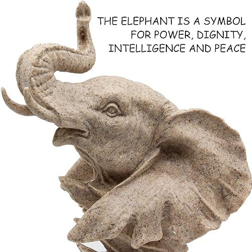 Miniatura 2 de H&W Elefante de piedra arenisca - Decoración de estatua para el hogar, estudiosala de estar, grandes figuras coleccionables, el mejor regalo para el