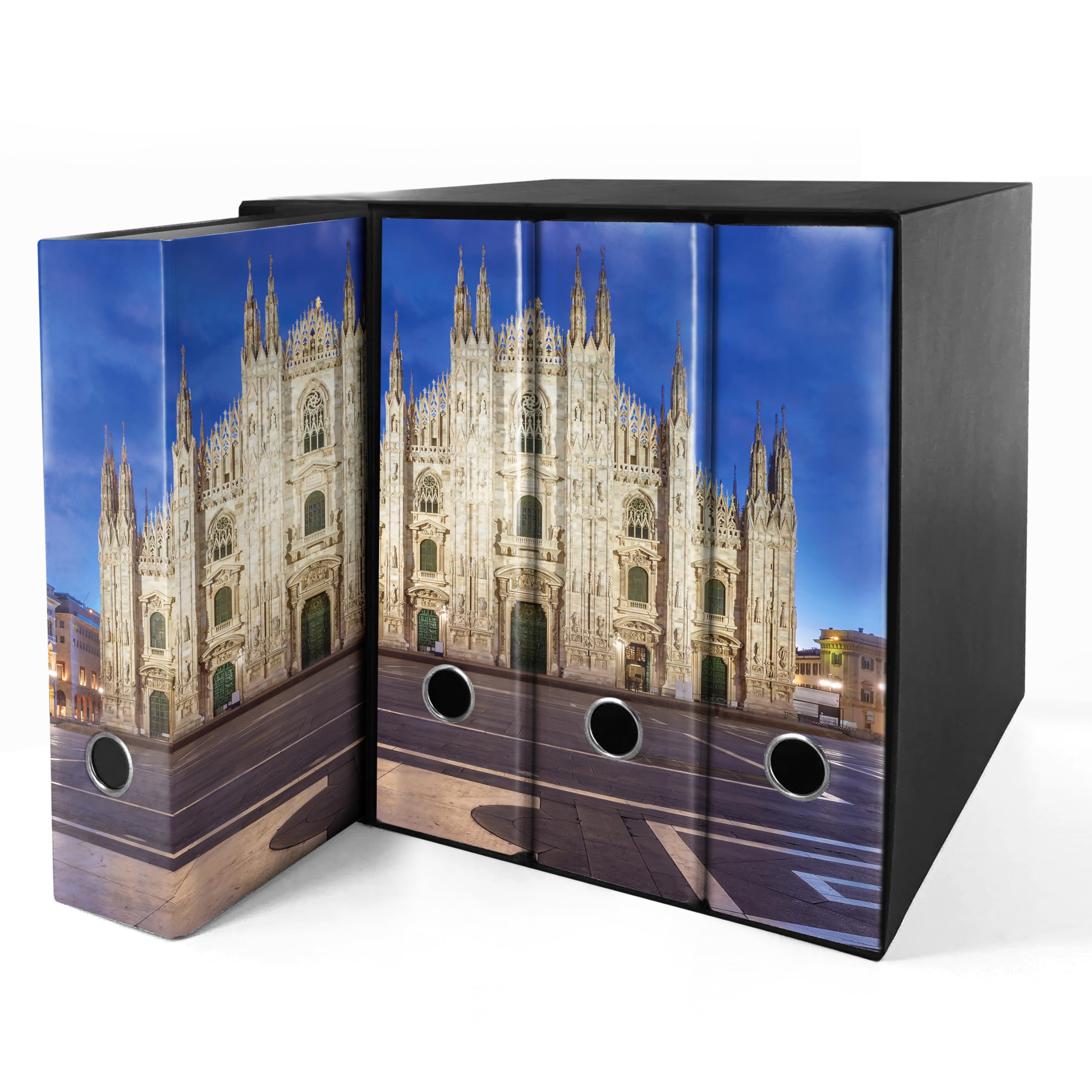 Set da 4 raccoglitori ad anelli DUOMO DI MILANO A COLORI - Faldoni SHAREPRINTING (H31 con 4 anelli)