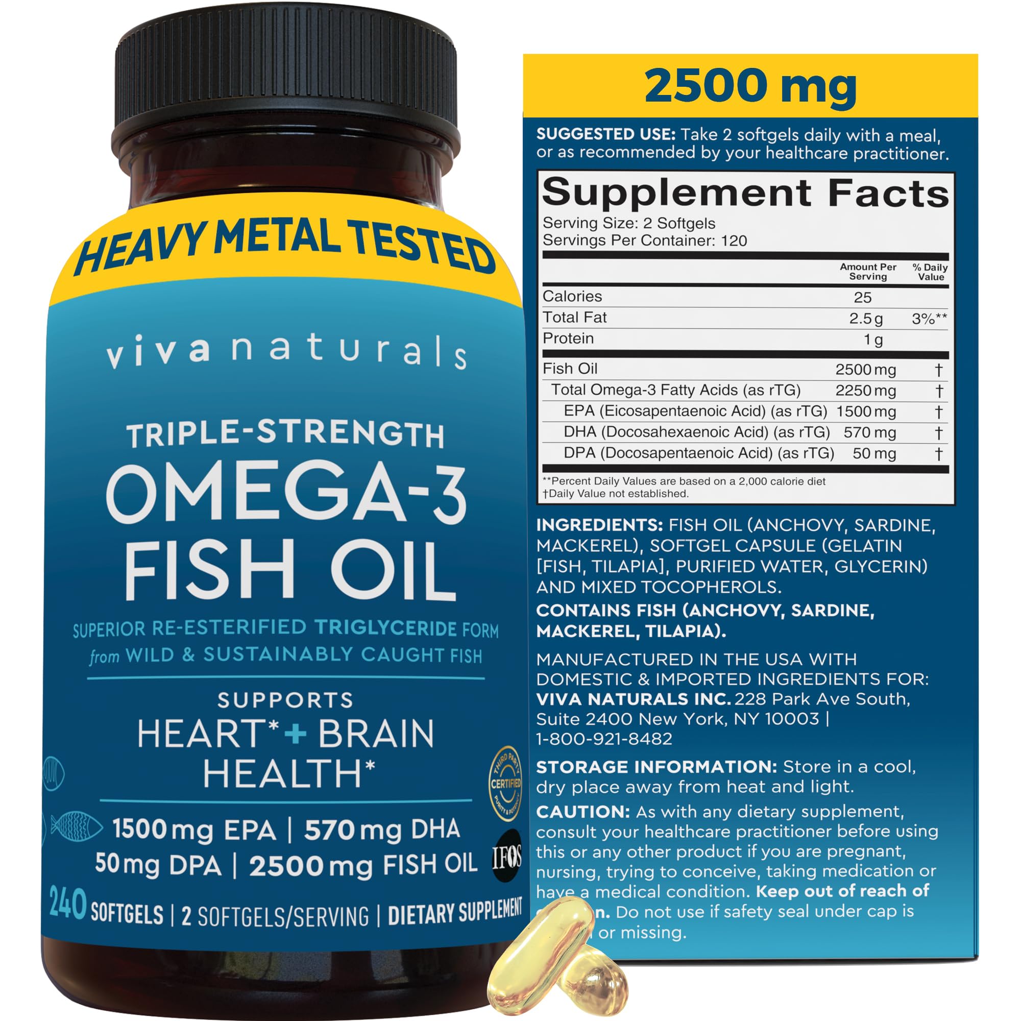 Viva Naturals Omega 3 Fish Oil Supplement