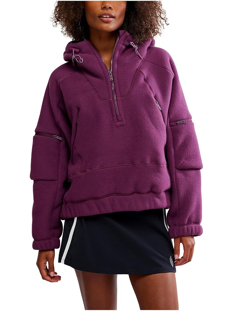Burgundy Free People Wild And Free Fleece Pull