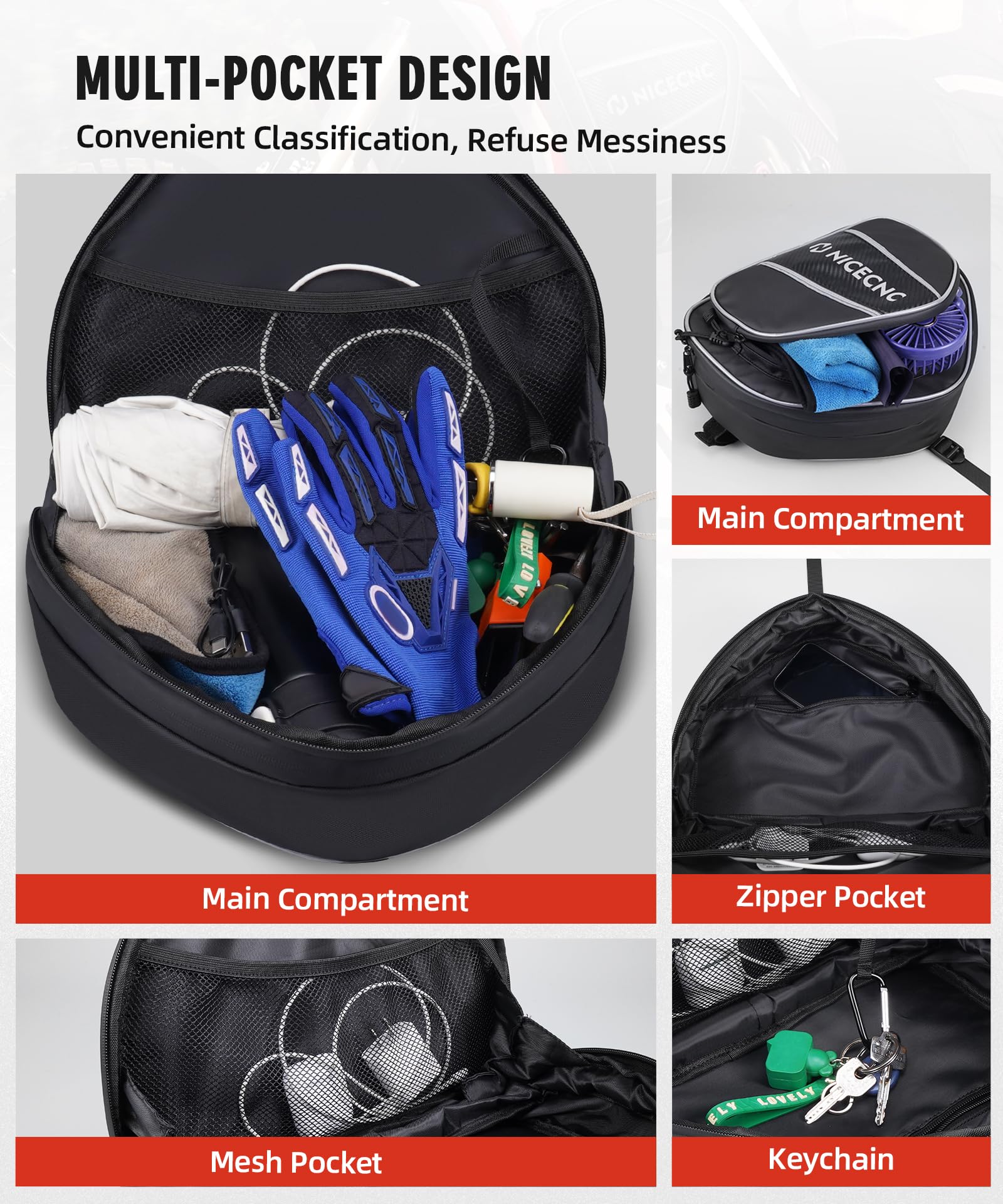 NICECNC Bolsas para Barras Protección De Motocicleta 2 Uds, 11L Expandible Bolsa para Marco de Motocicleta, Bolsa de Almacenamiento de Accesorios para Herramientas Compatible with Yamaha Tenere 700