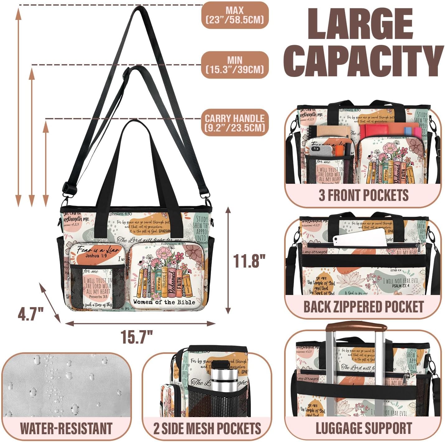 Christian Work Bag for Women Faith Based Gift for Church Tote image 4