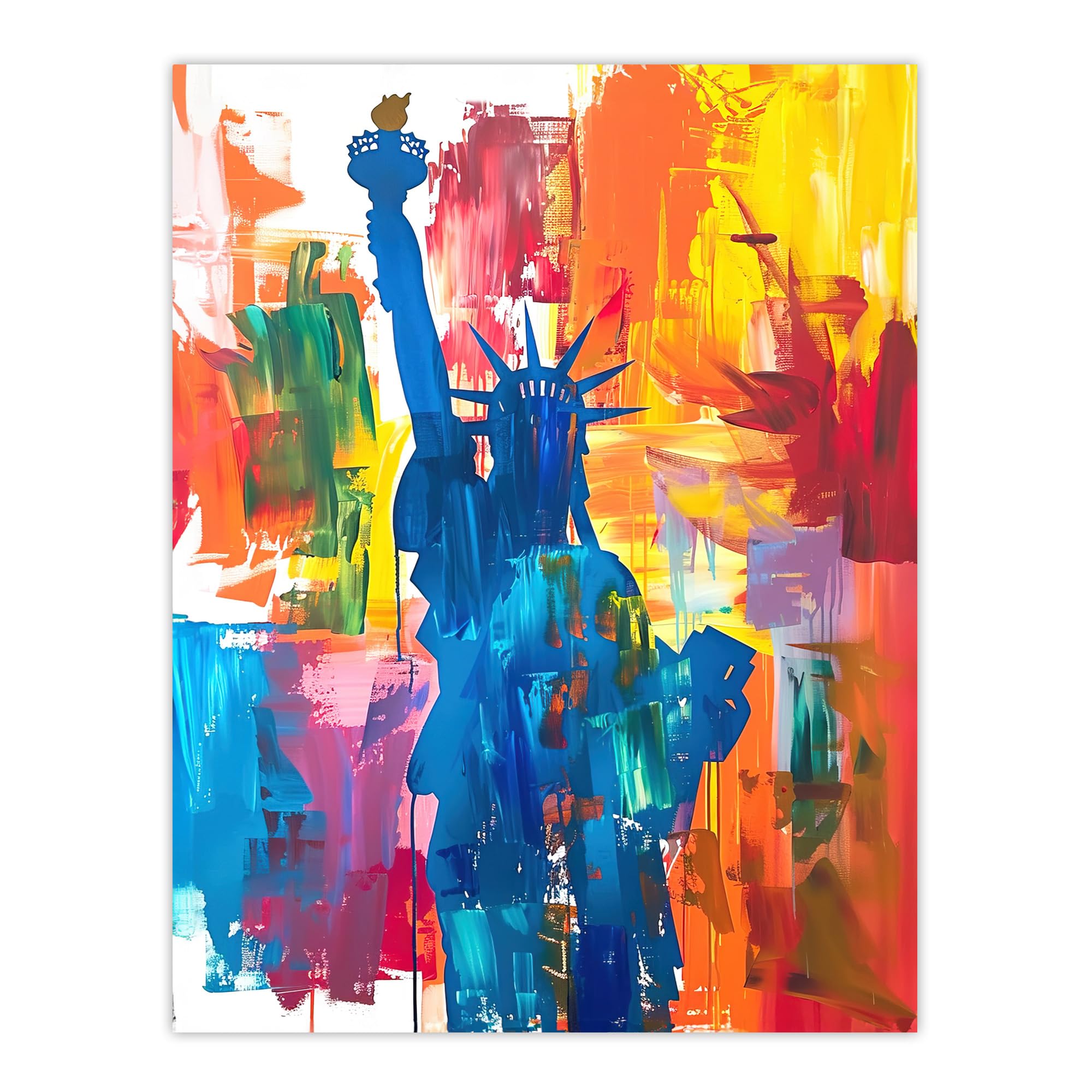 Artery8 Statue of Liberty NYC Colourful Bright Acrylic Wall Art Print - W24 x H32 inch
