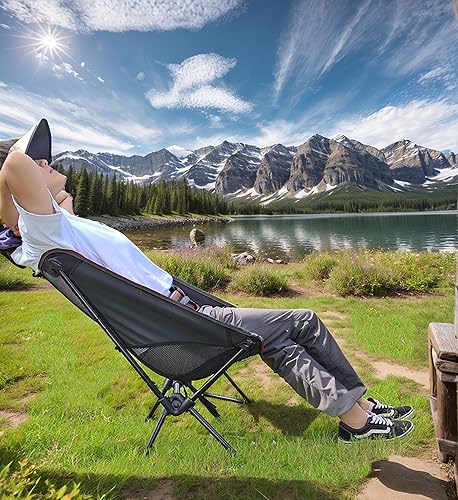Miniatura 2 de Wind Tour Silla de camping portátil ligera plegable al aire libre para senderismo, campamento, mochilero, césped, playa, pesca, picnic con bolsa de