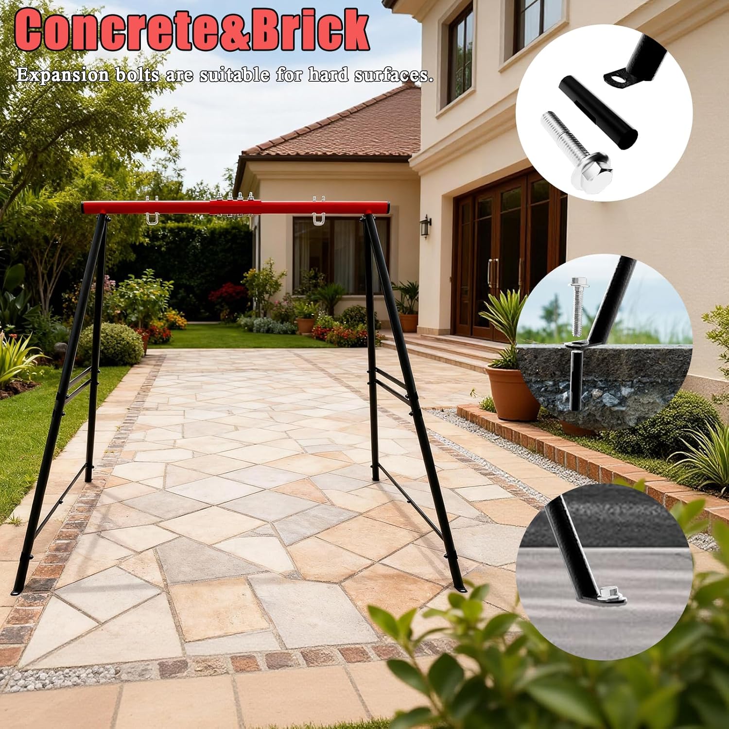 Swing Stand Frame, A-Frame Hammock Chair Stand Only, 440LBS Max Load, Swing Sets for Backyard Patio Playground Park