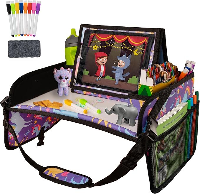 Lusso Gear Kids Travel Tray (Purple Unicorns)