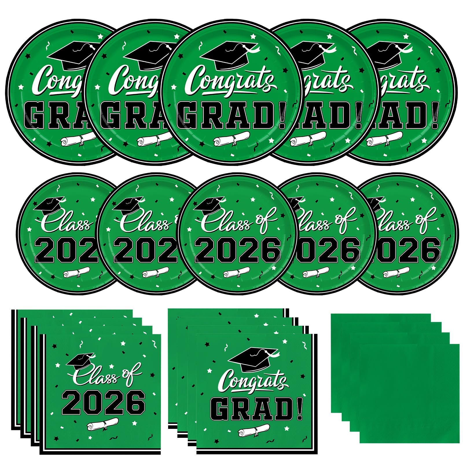 Graduation Party Plates and Napkins Gatherfun 2026 Graduation Party Supplies Green Disposable Paper Plates Luncheon Napkins Cocktail Napkins for
