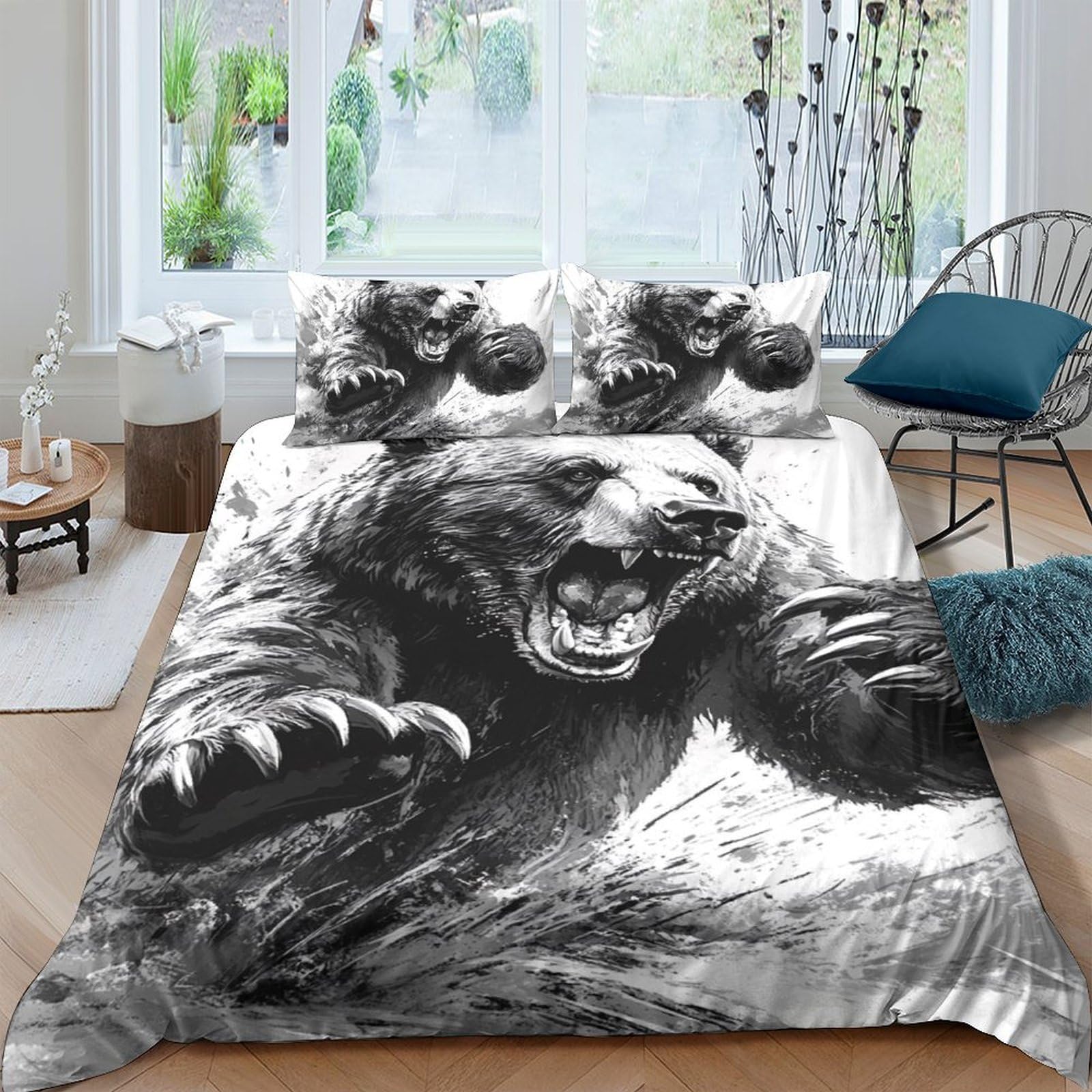 Ctjqhvkz Style-6 3D Printed Wild Bear Fitted Sheet Microfiber Soft Breathable Forest Animal Bed Cover For Bedroom Dorm Decor Single（135X200cm）